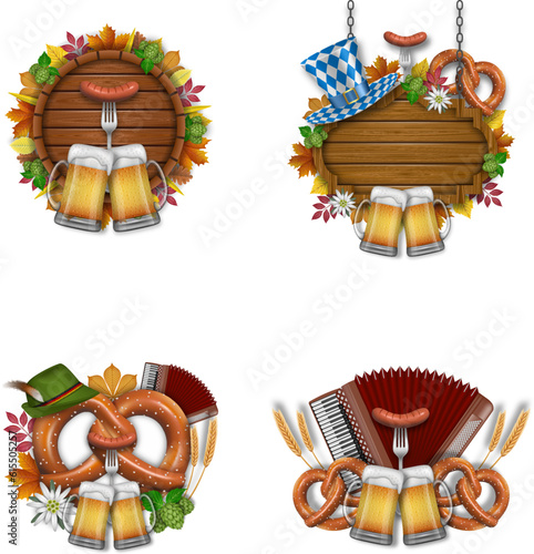 set of oktoberfest compositions and illustrations. german beer festival banners