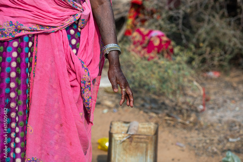 Photography Indian Rural Woman Cleaning Hand in Desi Style
