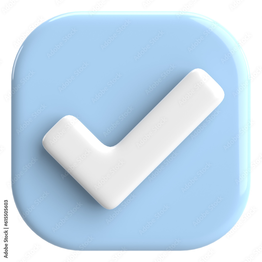 3D checkbox. Check mark. 3D illustration. 3D checkbox. Check mark. 3D illustration.