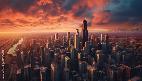 Wallpaper Mural Chicago skyline, aerial view of the city. Generative ai Torontodigital.ca