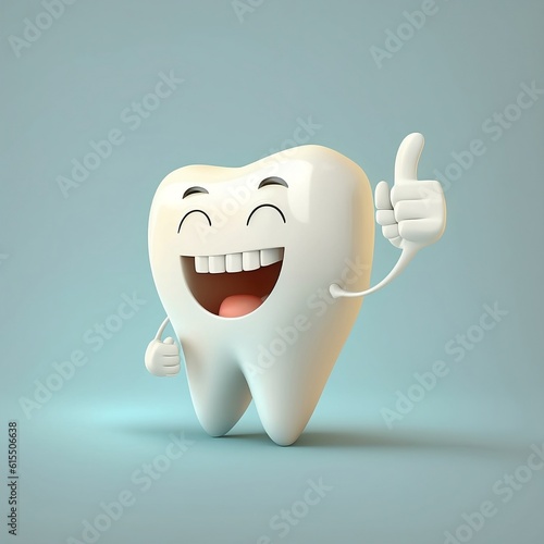 Happy tooth on a bright background