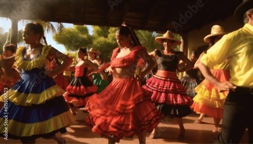 Cumbia dance at the Latin party. Generative ai illustration