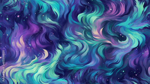 Seamless pattern background inspired by the ethereal and otherworldly beauty of the northern lights with swirling and delicate wisps of light