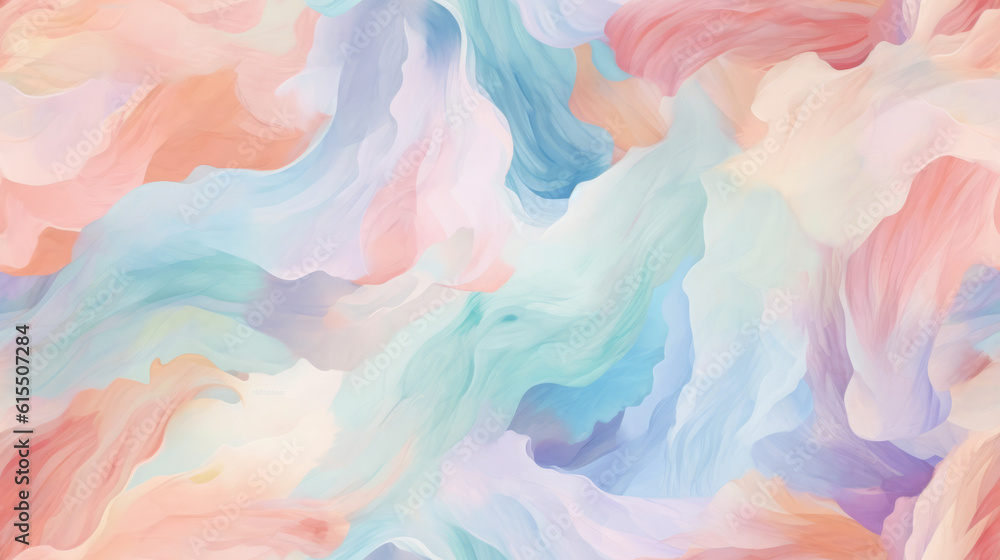 Fototapeta premium Seamless pattern background inspired by the art of watercolor painting with soft blended strokes in a variety of pastel shades