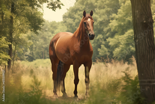 Dutch Warmblood - Netherlands - Horse bred for show jumping, dressage, and eventing, known for their athleticism (Generative AI)