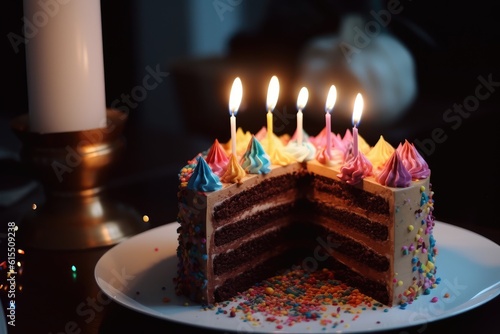  Celebratory Birthday Cakes with Lit Candles generative AI