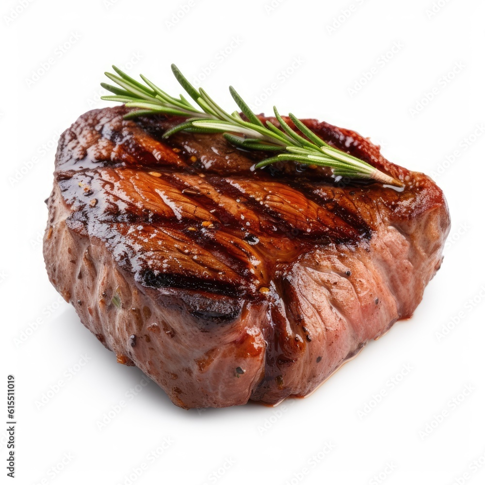 Cooked steak on white background Cooked steak on white background