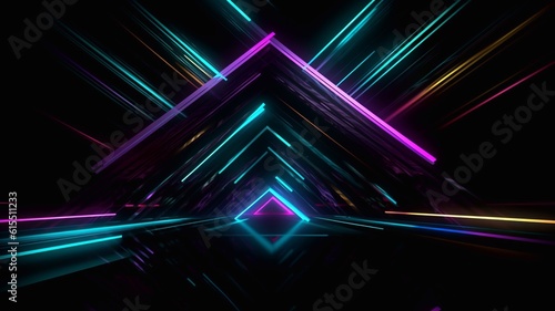 neon cross lines black background. Generative AI.