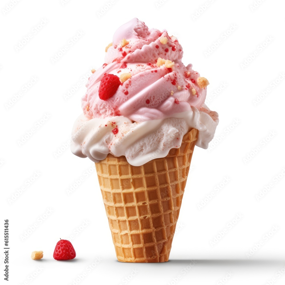 Delicious ice cream cones with various flavors and toppings Delicious ice cream cones with various flavors and toppings