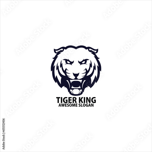angry tiger logo design line color