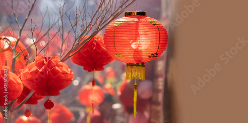 Photography Chinese new year lanterns in old town area.