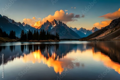 sunrise over the lake generated ai © kashif 2158