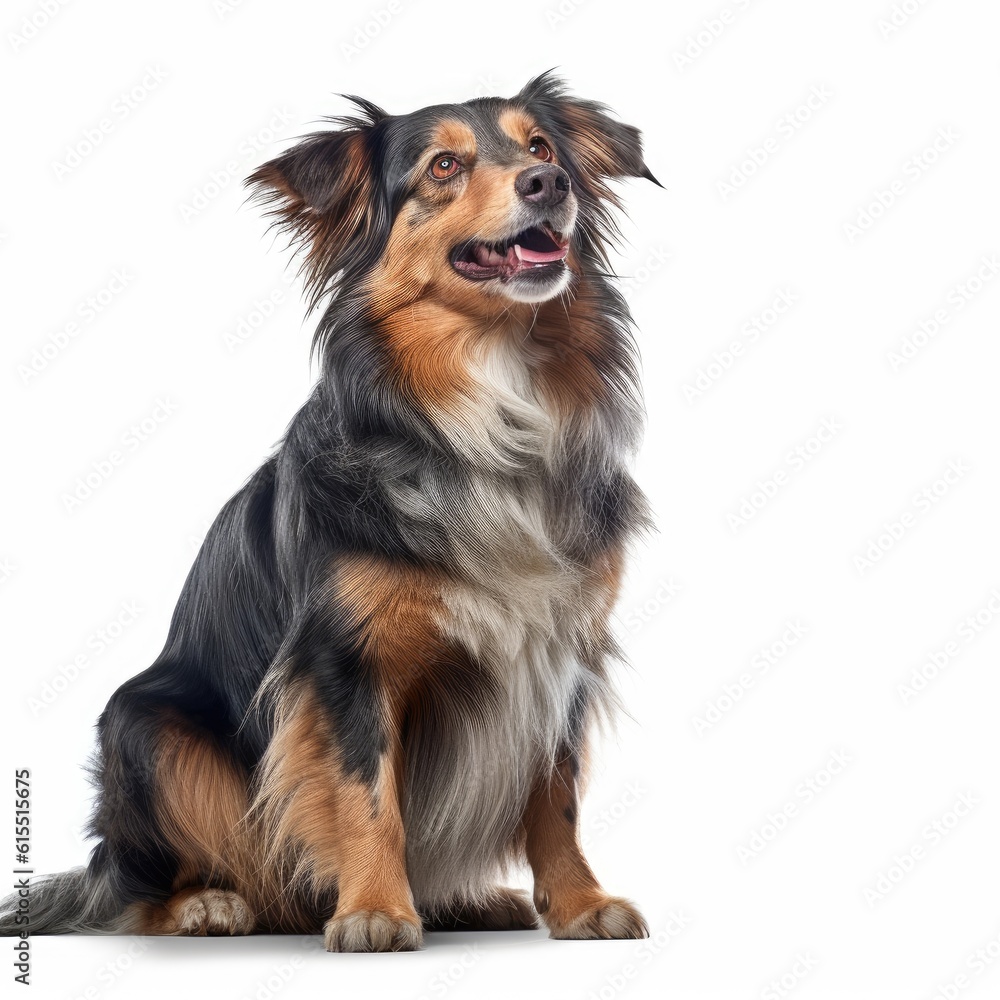 Smiling Brown Dog Standing Against White Background generative AI Smiling Brown Dog Standing Against White Background generative AI