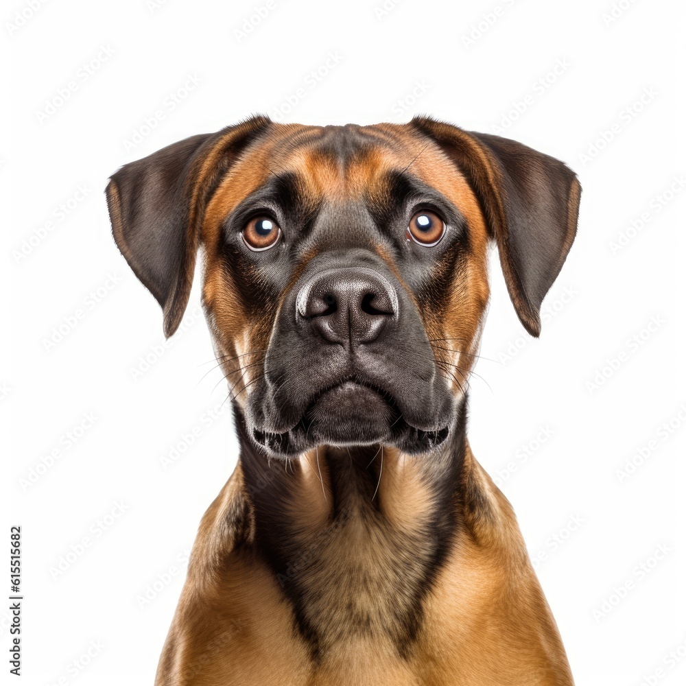 Smiling Brown Dog Standing Against White Background generative AI Smiling Brown Dog Standing Against White Background generative AI