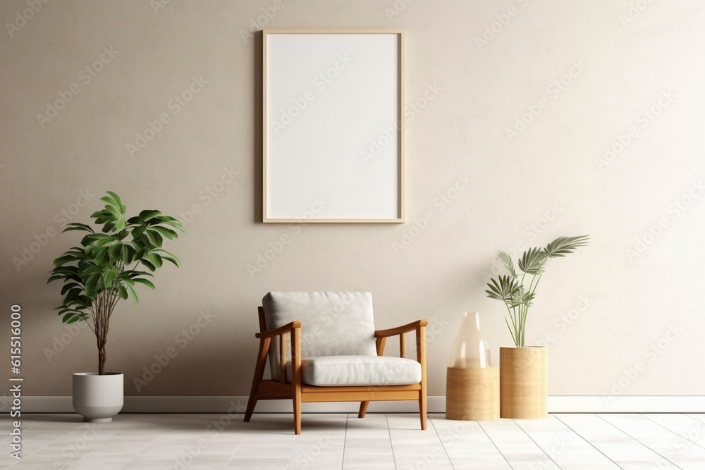 Interior scene with frame - Generative AI Interior scene with frame - Generative AI