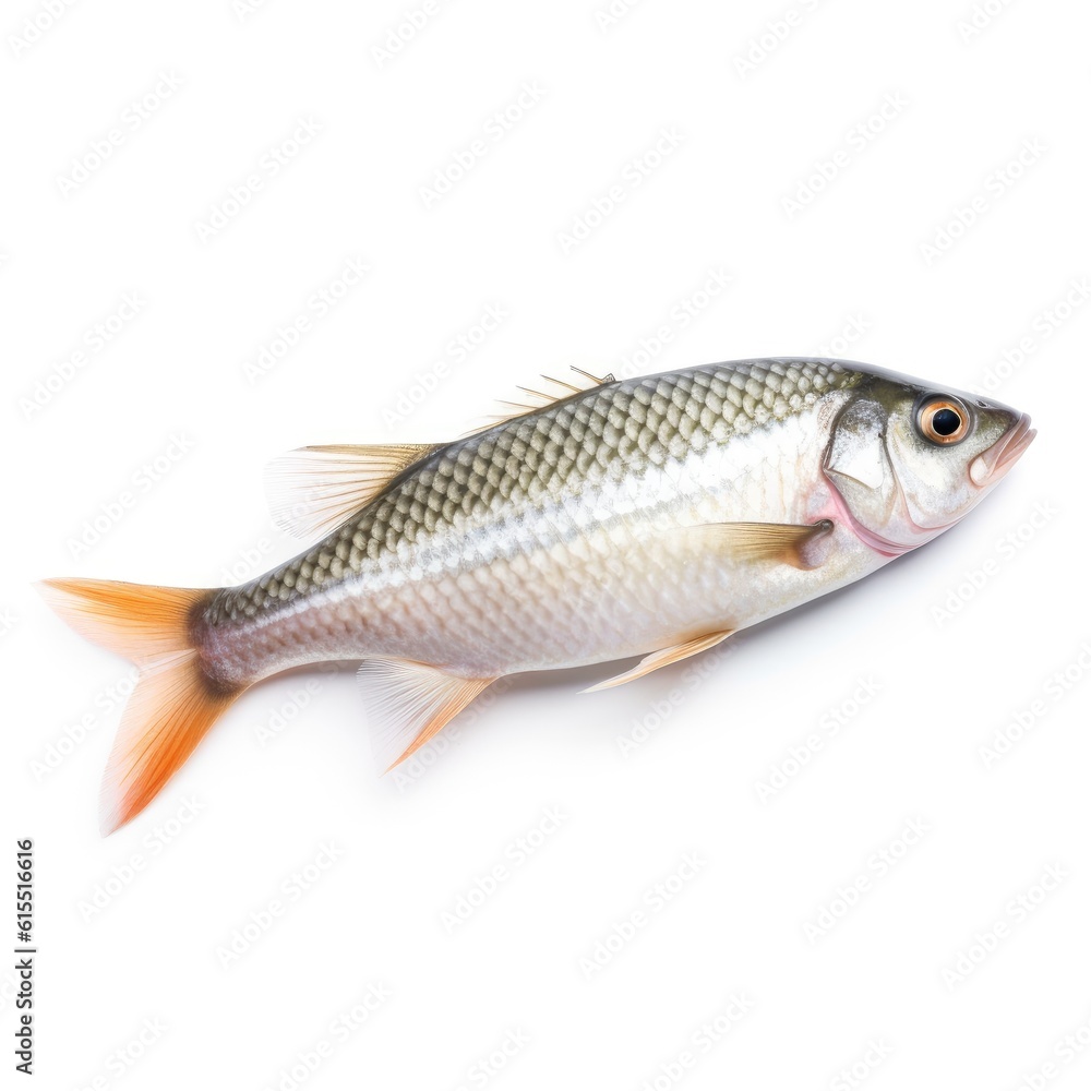 Isolated Fish on White Background with Focus Stacking generative AI Isolated Fish on White Background with Focus Stacking generative AI