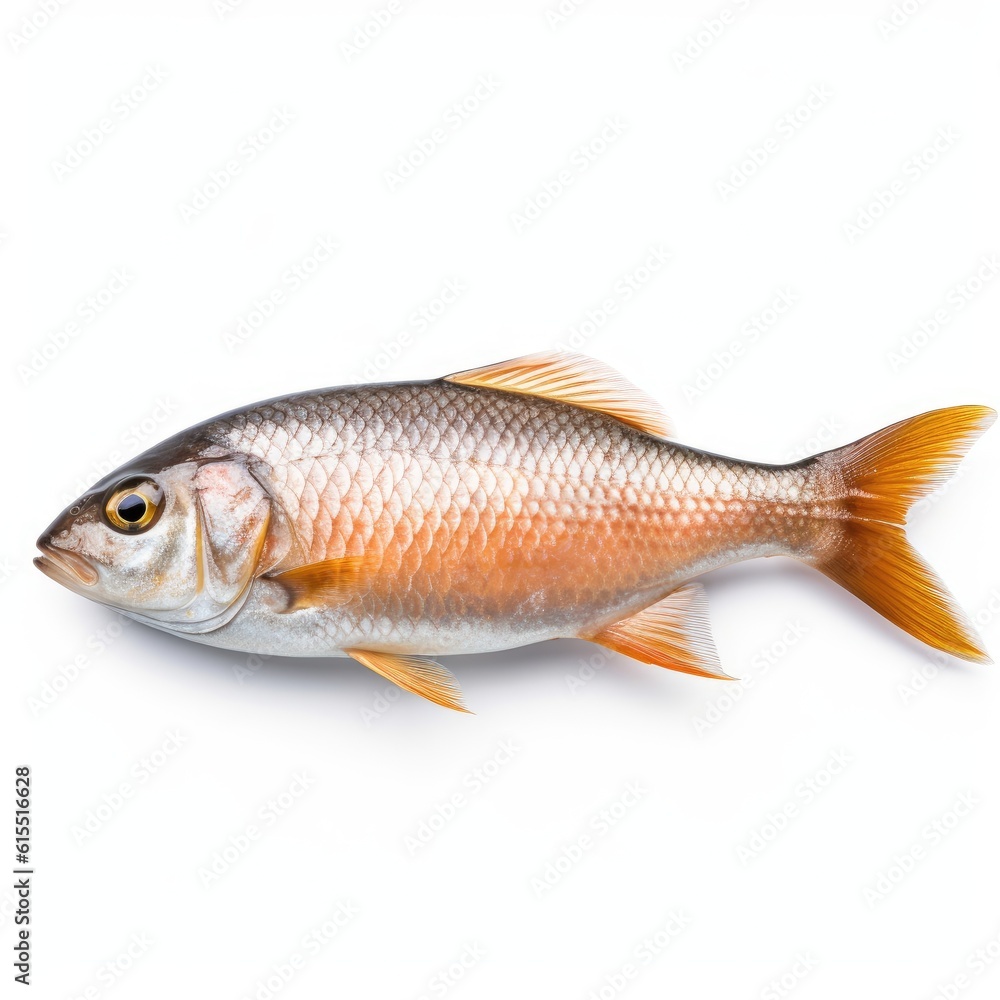 Isolated Fish on White Background with Focus Stacking generative AI Isolated Fish on White Background with Focus Stacking generative AI