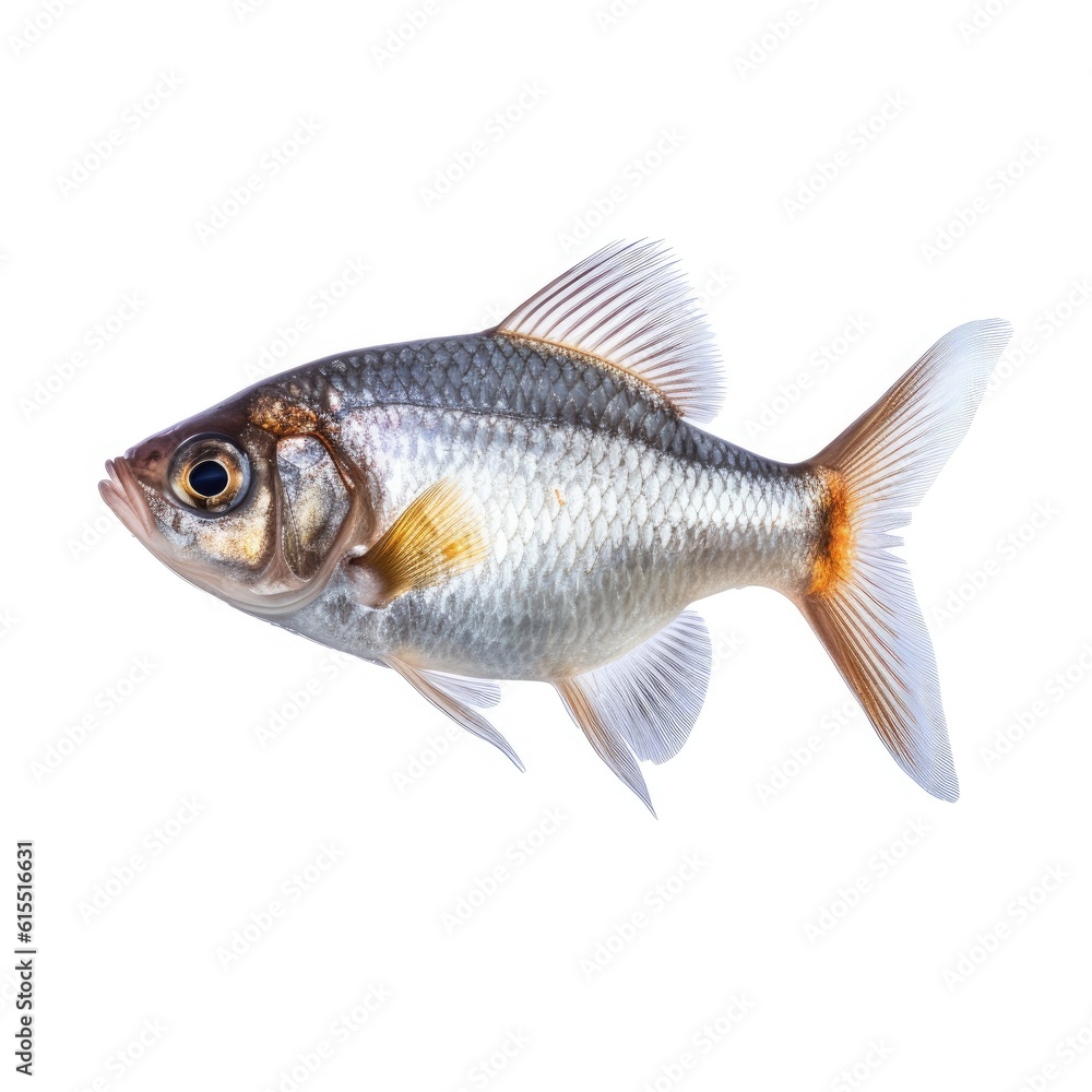 Fototapeta premium Isolated Fish on White Background with Focus Stacking generative AI