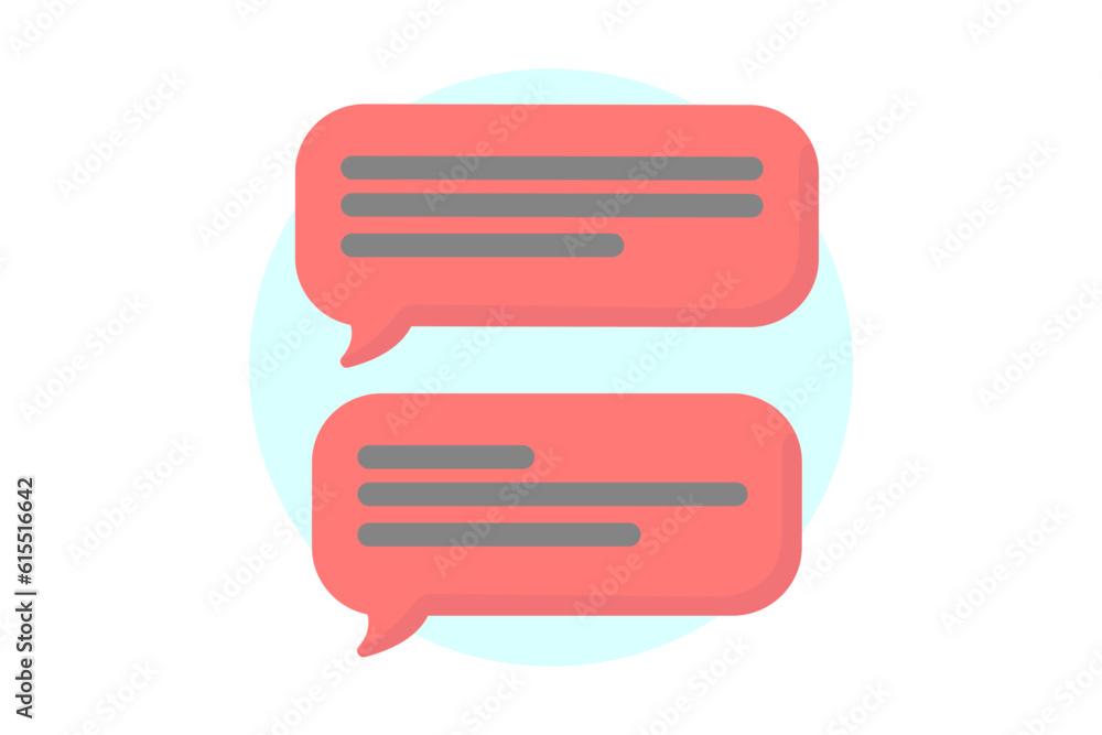 Red clouds of text or negative review. Shopping flat style icons in red and blue colors Red clouds of text or negative review. Shopping flat style icons in red and blue colors