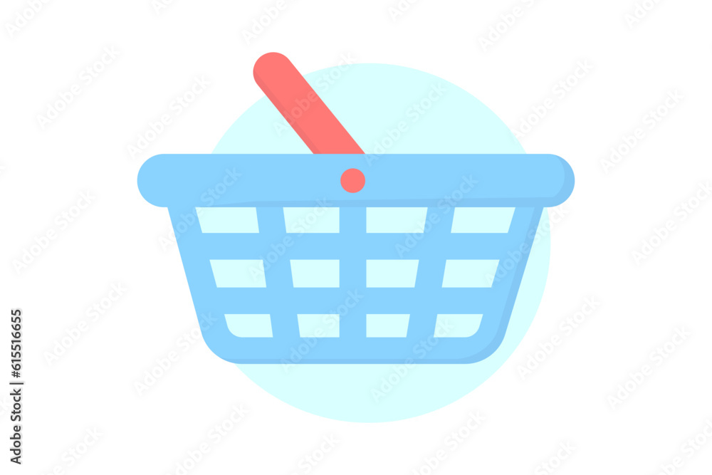 Fototapeta premium Blue and red shopping backet. Shopping flat style icons in red and blue colors