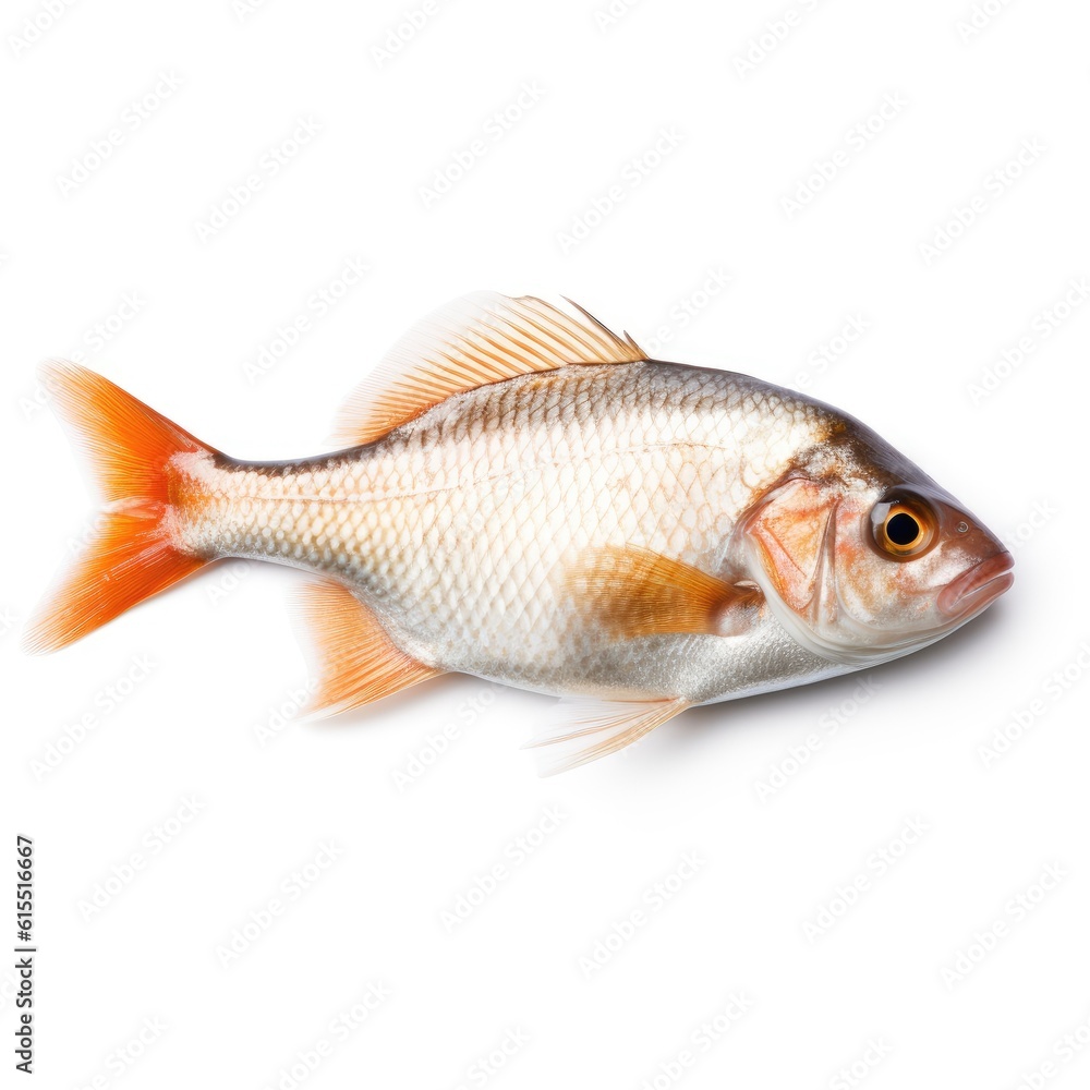 Isolated Fish on White Background with Focus Stacking generative AI Isolated Fish on White Background with Focus Stacking generative AI
