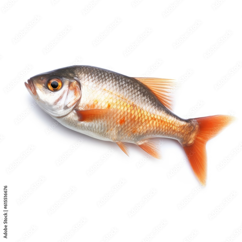 Isolated Fish on White Background with Focus Stacking generative AI Isolated Fish on White Background with Focus Stacking generative AI
