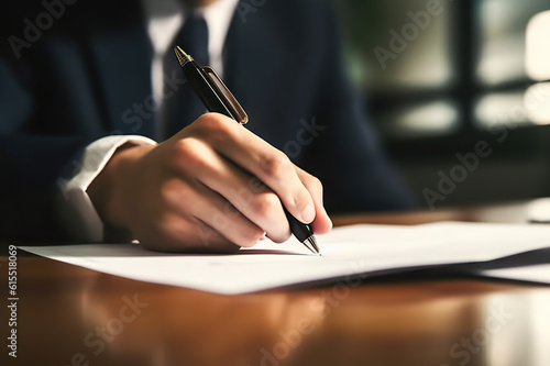 Sealing the Deal Businessman Signing a Contract in a Modern Office. created with Generative AI