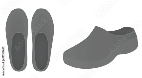 Grey clogs shoes. vector illustration