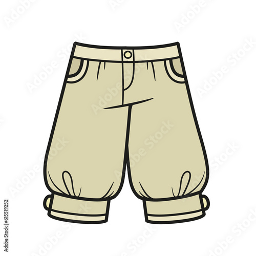 Breeches with cuffs color variation for coloring page on a white background