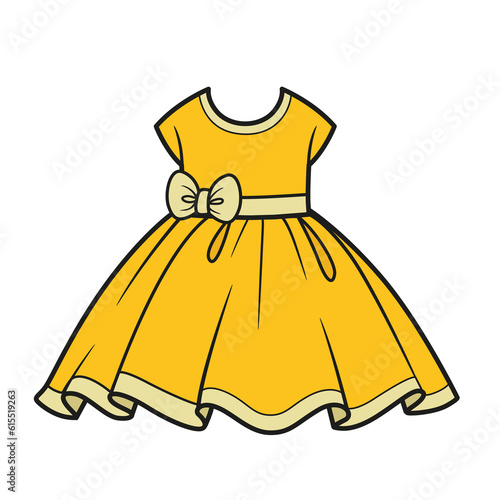 Dress with fluffy skirt color variation for coloring on a white background