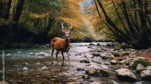 Generative AI  Deer in nature park