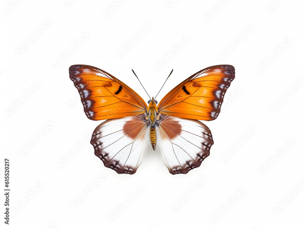 Illustration of a beautiful butterfly isolated on white background. The flap is expanded showing the entire pattern on the flap.