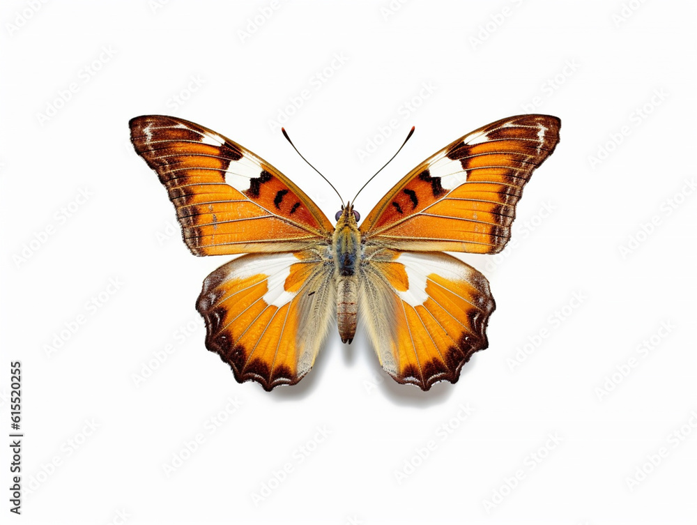 Obraz premium Illustration of a beautiful butterfly isolated on white background. The flap is expanded showing the entire pattern on the flap.