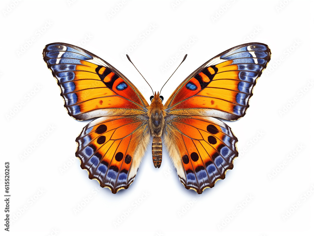 Illustration of a beautiful butterfly isolated on white background. The flap is expanded showing the entire pattern on the flap. Illustration of a beautiful butterfly isolated on white background. The flap is expanded showing the entire pattern on the flap.