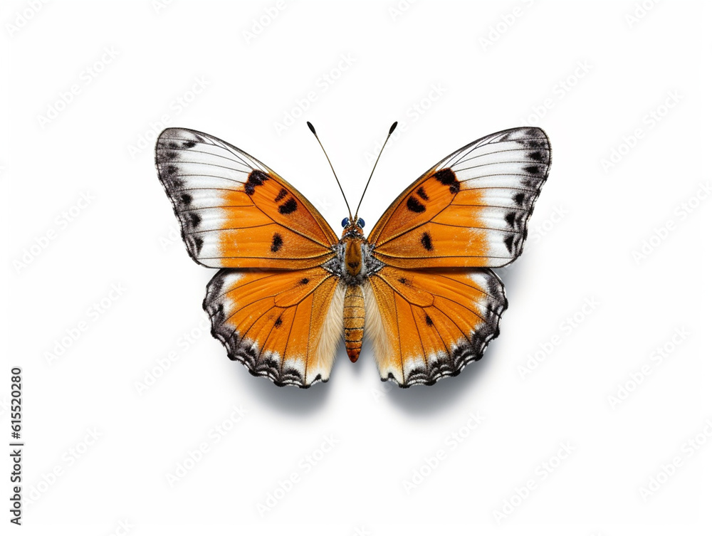 Fototapeta premium Illustration of a beautiful butterfly isolated on white background. The flap is expanded showing the entire pattern on the flap.