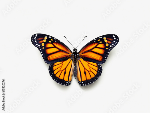 Illustration of a beautiful butterfly isolated on white background. The flap is expanded showing the entire pattern on the flap.