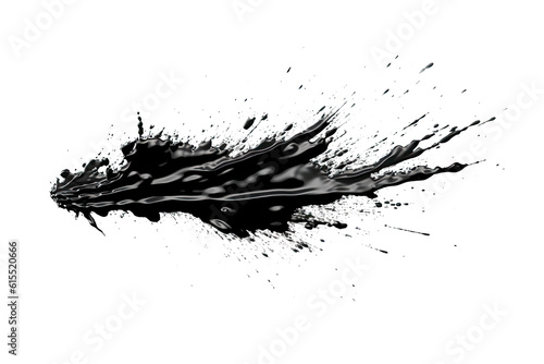Abstract black in splash, paint, brush strokes, stain grunge isolated on clean png background, Japanese style with Generative AI.