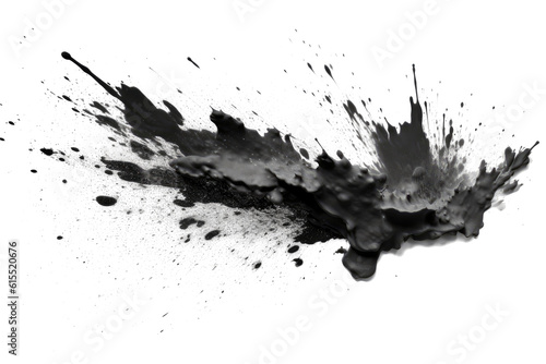 Abstract black in splash, paint, brush strokes, stain grunge isolated on clean png background, Japanese style with Generative AI.