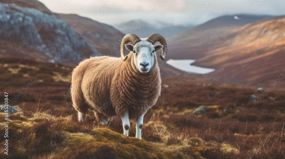 Fototapeta premium Generative AI, Scottish Sheep