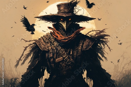 Illustration of a mysterious humanoid raven