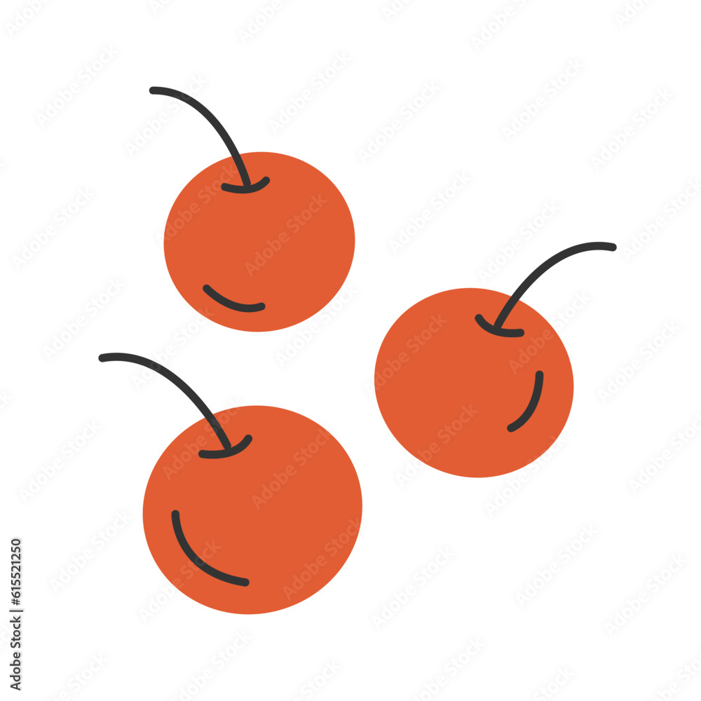 Obraz premium Fresh red cherries. Flat cartoon style vector illustration isolated on white background.