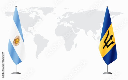 Argentina and Barbados flags for official meeting