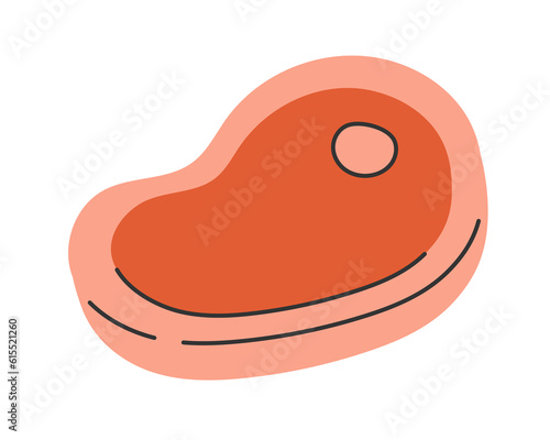 Fresh raw meat. Flat cartoon style vector illustration isolated on white background.