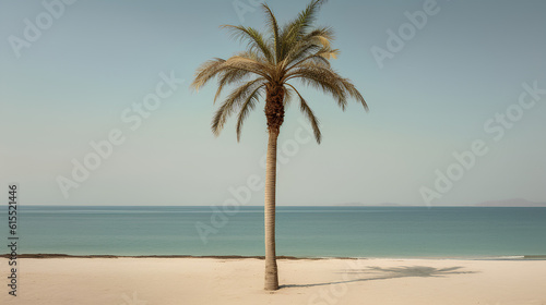  Shade of a palm tree on the beach. IA generative.