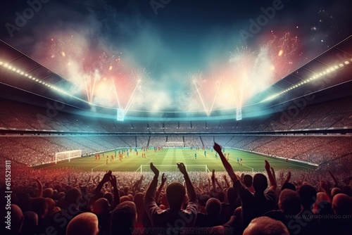 Football soccer stadium with football fans, ai generative © neirfy