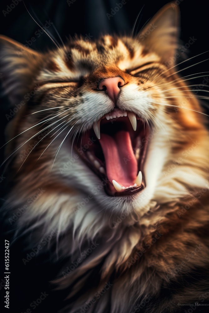 Obraz premium Funny cat portrait looking shocked or surprised. Generative ai image.