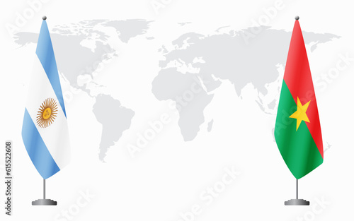 Argentina and Burkina Faso flags for official meeting