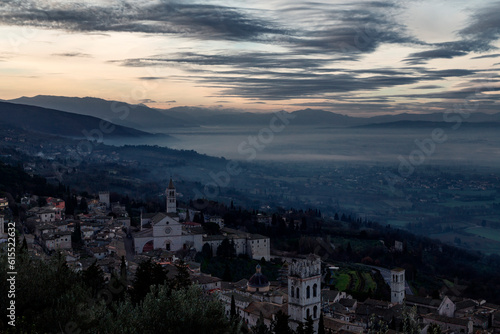 sunrise on assisi, assisi, perugia, umbria, italy, southern europe, europe