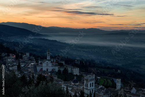 sunrise on assisi, assisi, perugia, umbria, italy, southern europe, europe © emiliano
