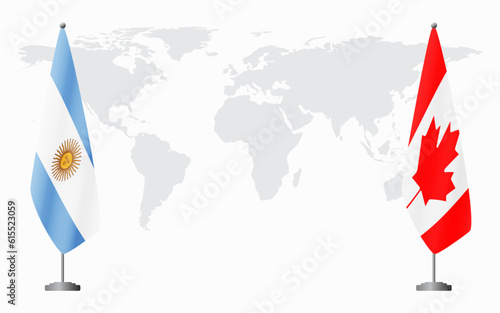Argentina and Canada flags for official meeting